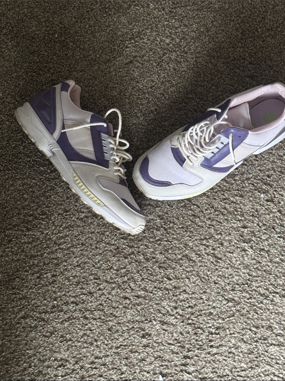 adidas Originals White and Purple Retro Runner Sneakers